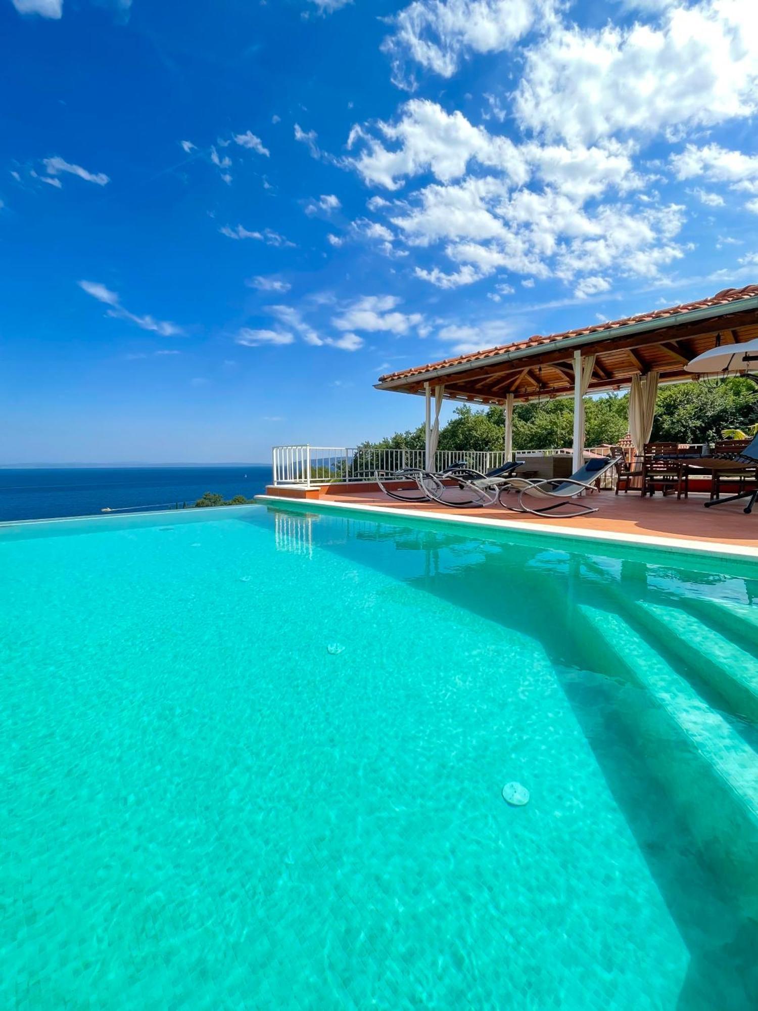 Villa Lovran - 150M To The Beach - Infinity Pool - Incredible Sea View - Fitness Room Exteriör bild